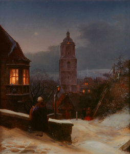 Ernst Ferdinand Oehme - Meissen in Winter, 1854