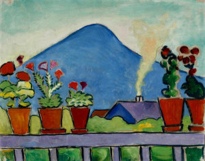 August Macke - Geraniums Before Blue Mountain, 1910