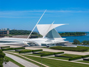 Front Room Studios (photography) - Southwest view of Quadracci Pavilion, 2001 Architect: Santiago Calatrava