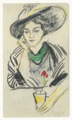 August Macke - Woman with Glass of Lemonade or Elisabeth, 1912